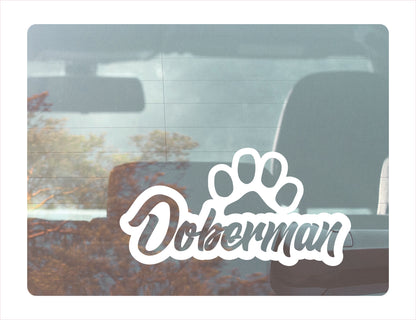 Doberman Paw White Decal Sticker