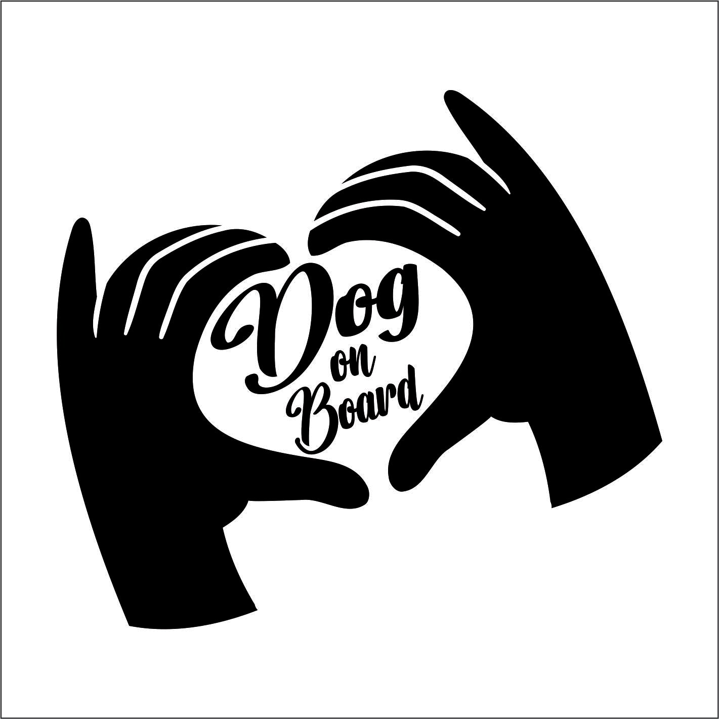 DOG ON BOARD hands Vinyl Decal Sticker