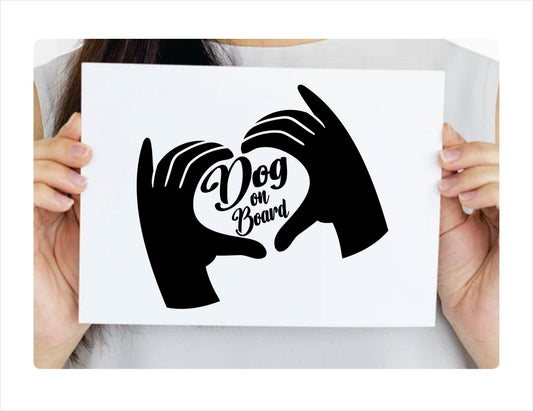 DOG ON BOARD hands Vinyl Decal Sticker  FREE shipping