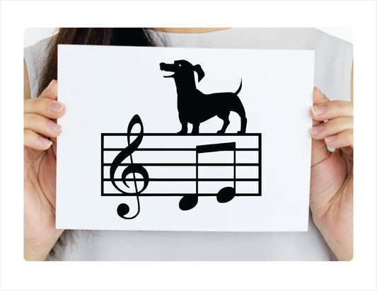 DOG SINGER Music lines Treble Clef Key Vinyl Decal Sticker  FREE shipping