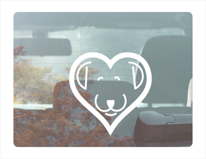 HEART DOG Lover logo White Vinyl Decal Sticker 