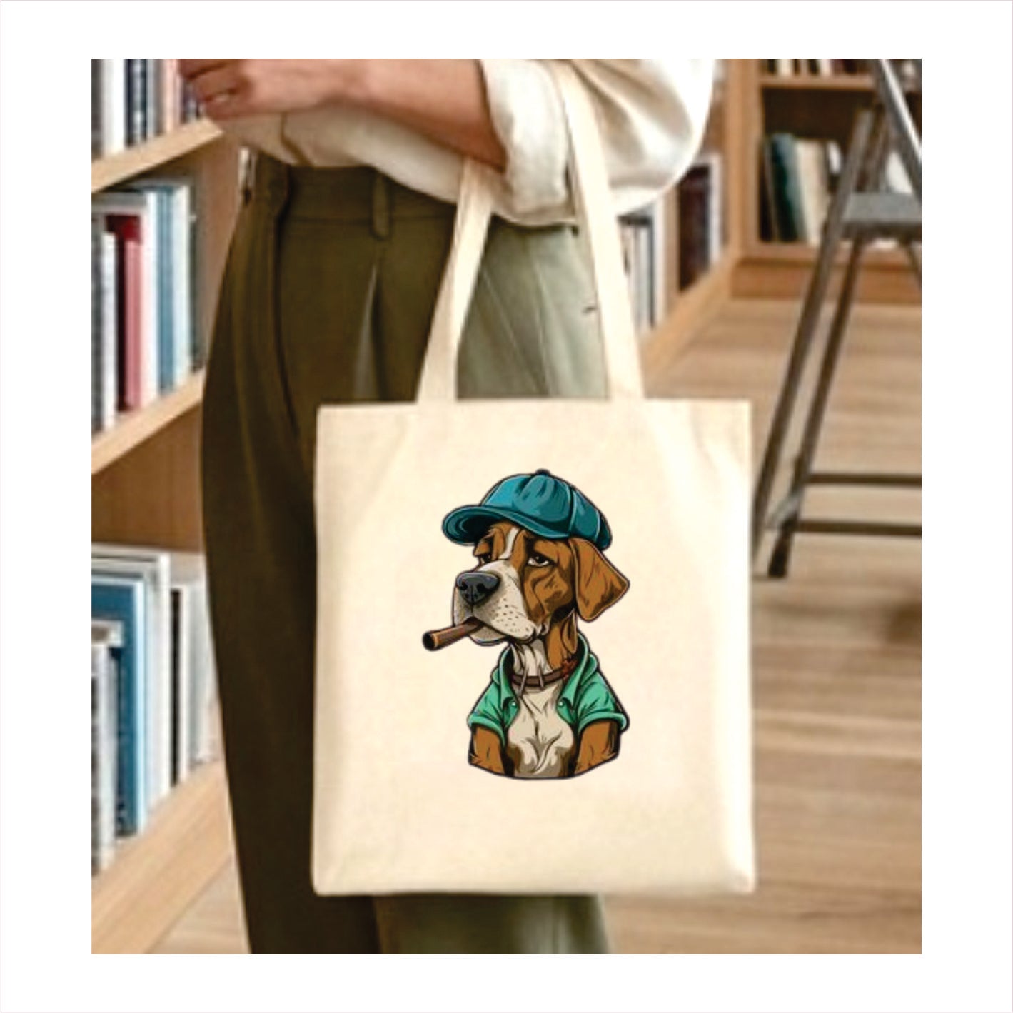 Dog smoking tote bag 1