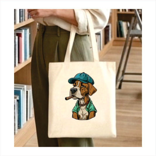 Dog smoking tote bag 1