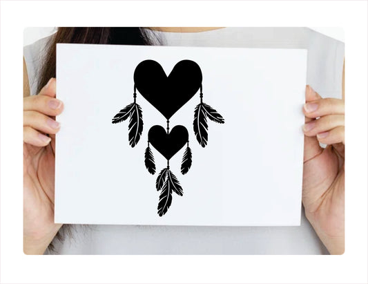 Dreamcatcher Hearts and Feathers Vinyl Decal Sticker  FREE shipping