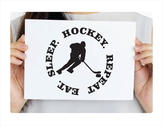 Eat Sleep Hockey Repeat Black Decal Sticker
