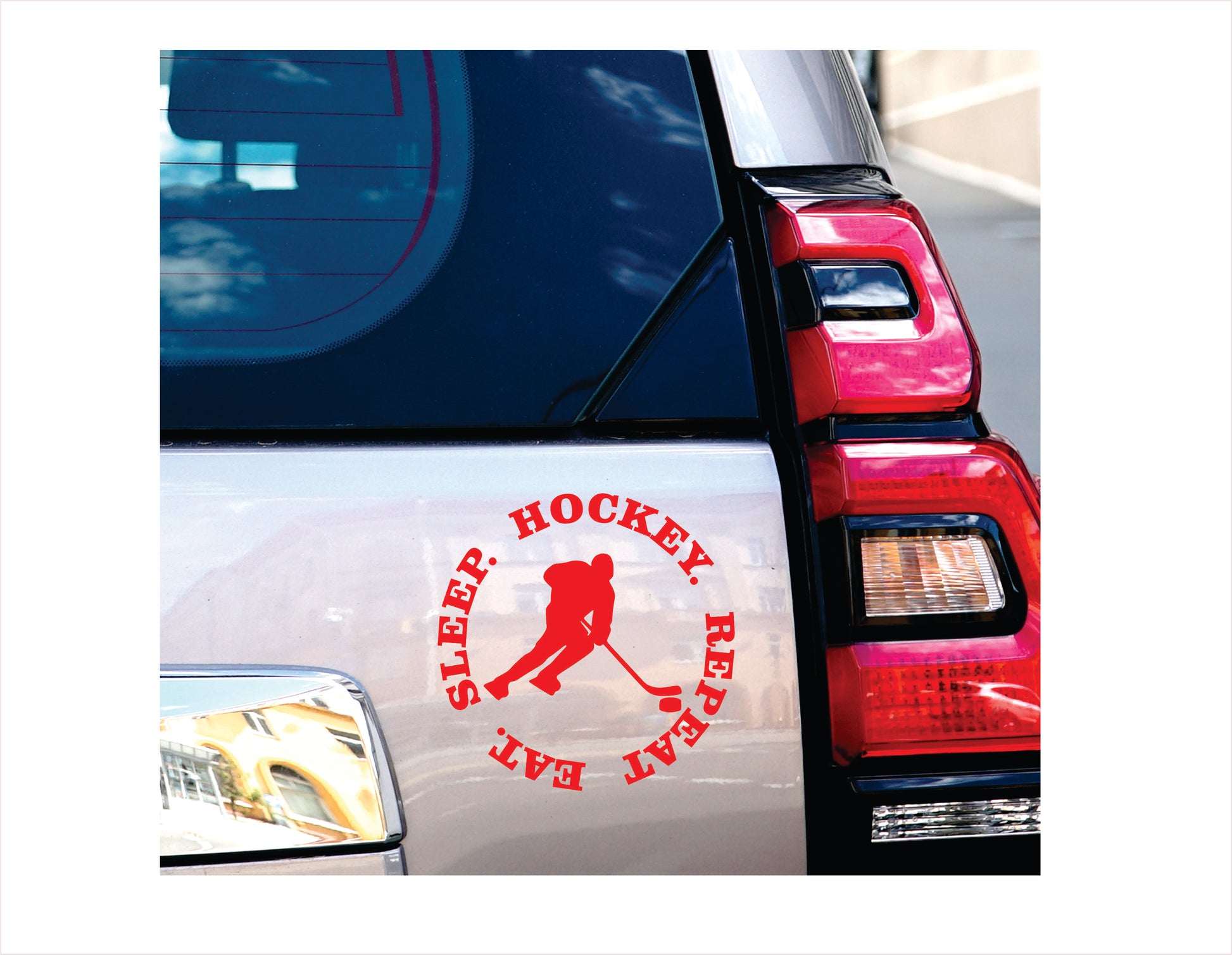 Eat Sleep Hockey Repeat Red Decal Sticker