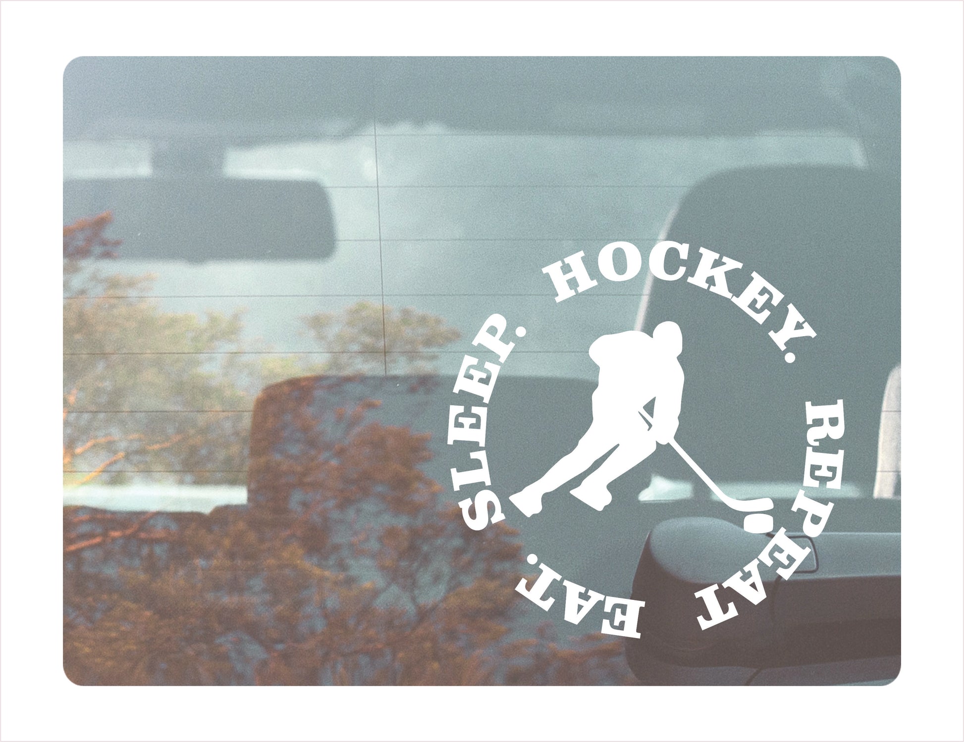 Eat Sleep Hockey Repeat White Decal Sticker