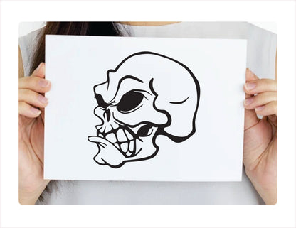 Edgy Skull Black Vinyl Decal Sticker