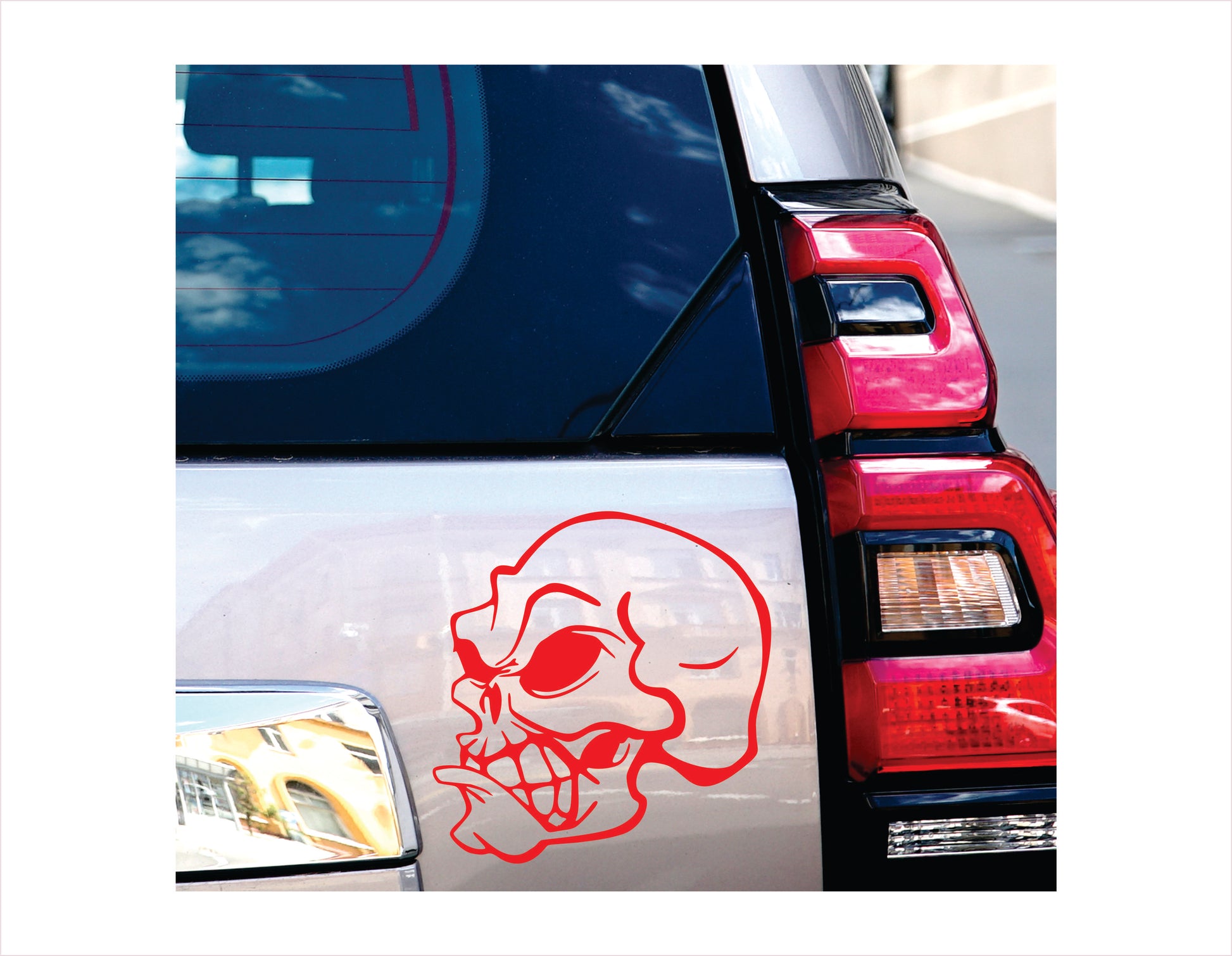 Edgy Skull Red Vinyl Decal Sticker