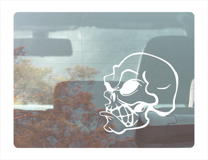 Edgy Skull White Vinyl Decal Sticker