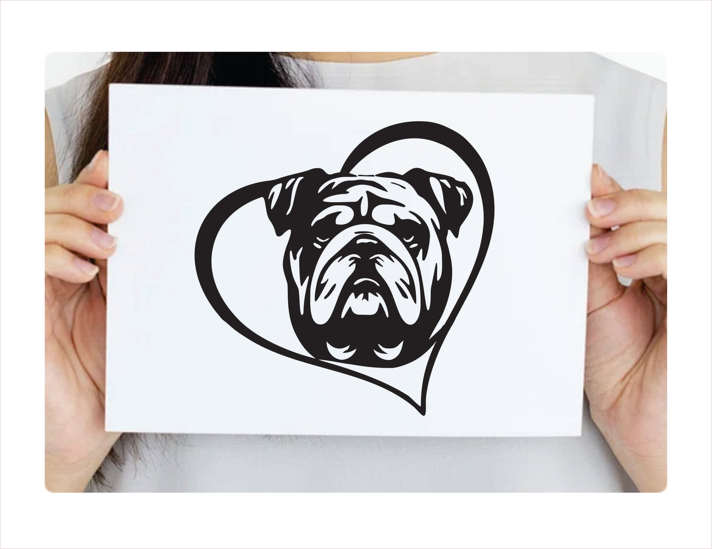 English Bulldog Dog Heart Black Decal Sticker