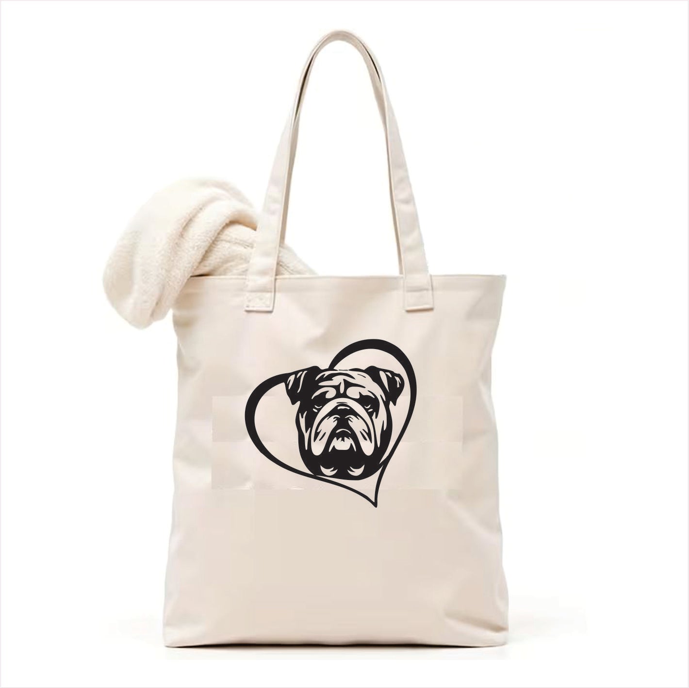 English bulldog heart tote bag 3