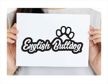 English Bulldog Paw Black Decal Sticker