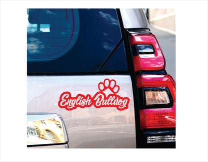 English Bulldog Paw Red Decal Sticker