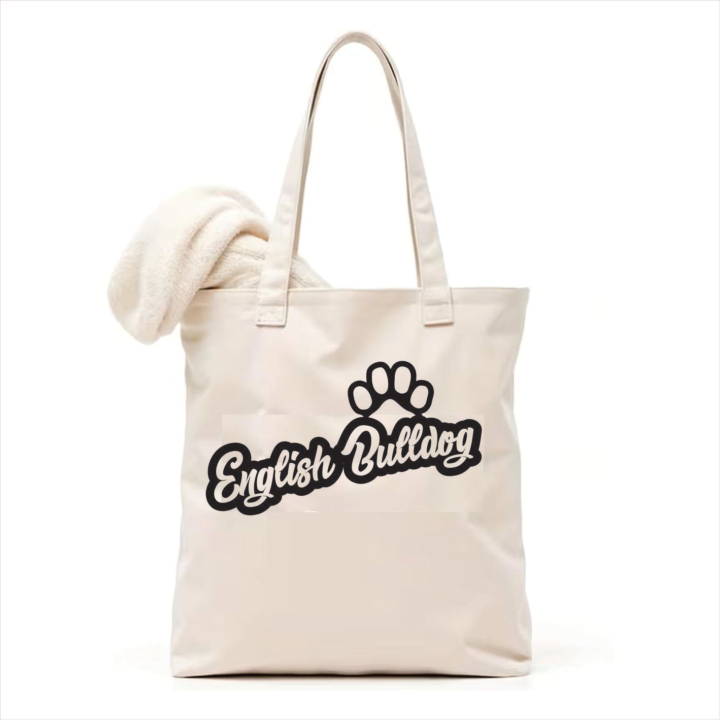 English bulldog paw tote bag 3