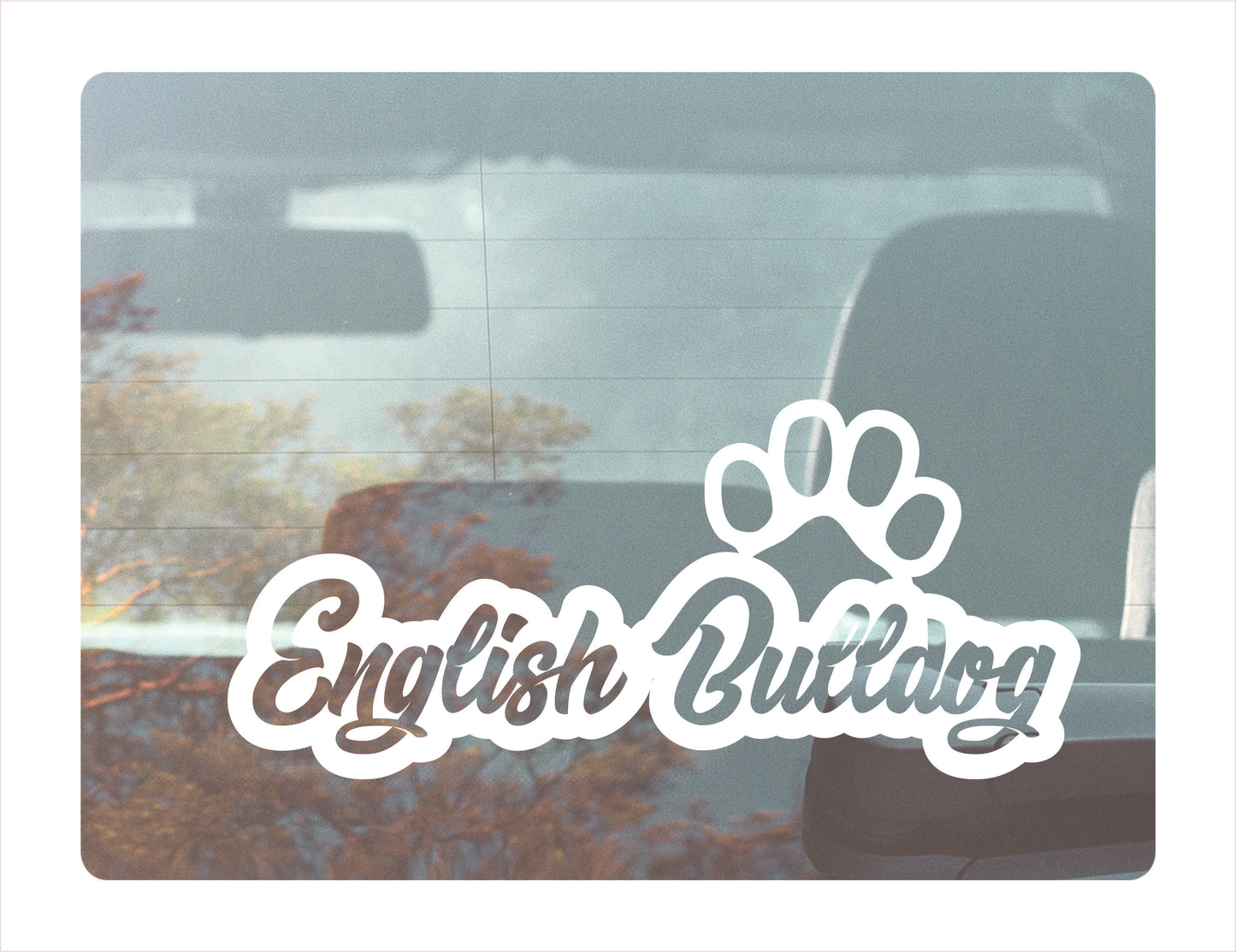English Bulldog Paw White Decal Sticker