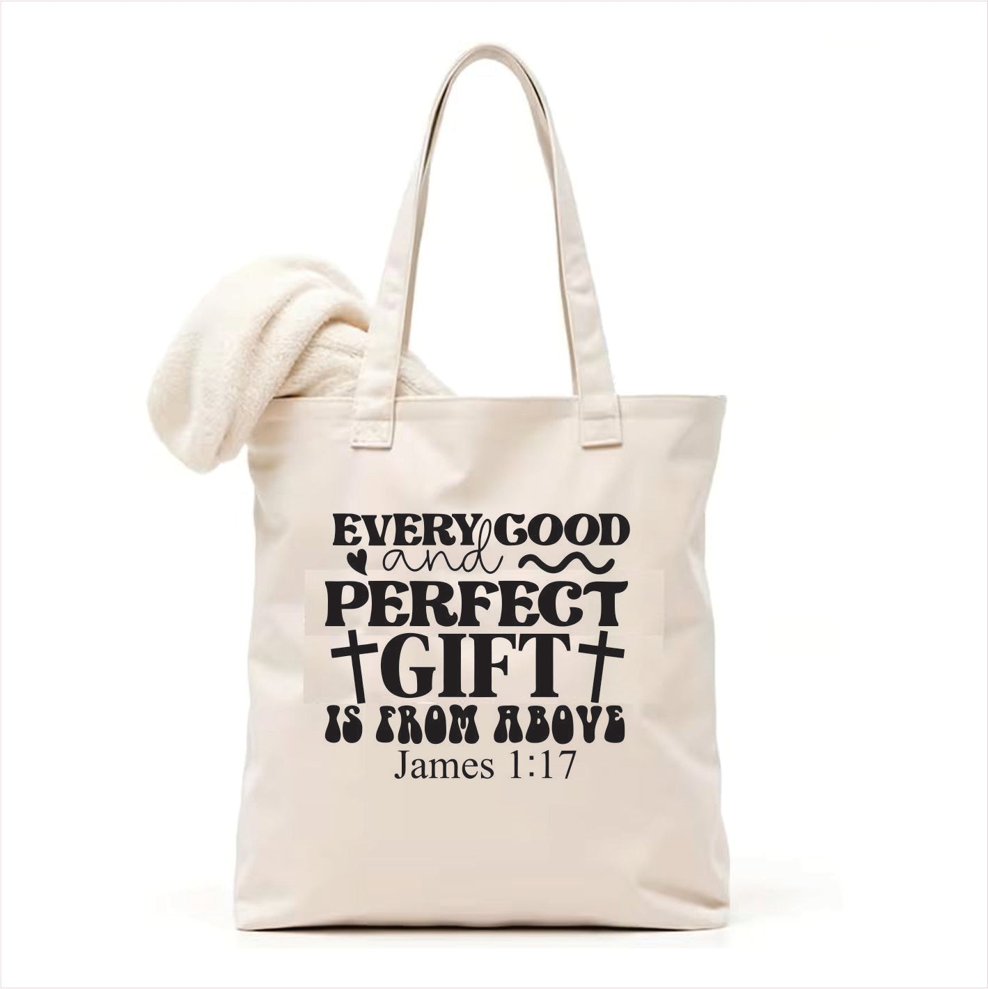Every good and perfect gift is from above canvas tote bag 3