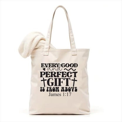 Every good and perfect gift is from above canvas tote bag 3