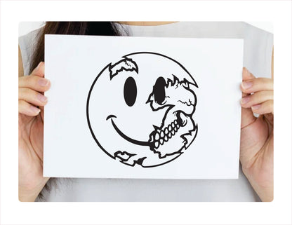 Skull Face Black Vinyl Decal Sticker