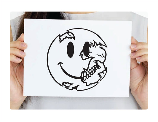 Skull Face Black Vinyl Decal Sticker