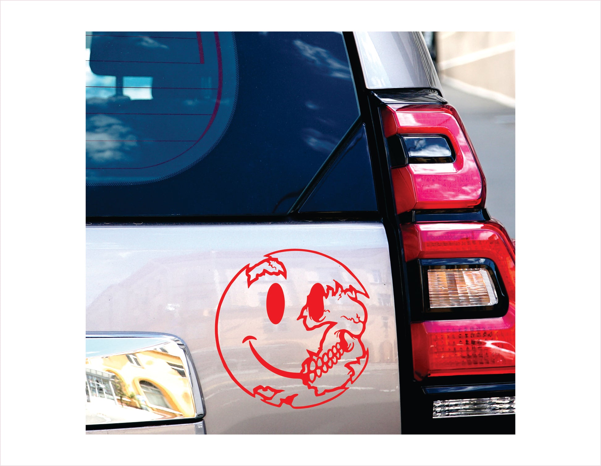 Skull Face Red Vinyl Decal Sticker