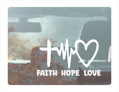 Faith Hope Love White Vinyl Decal Sticker