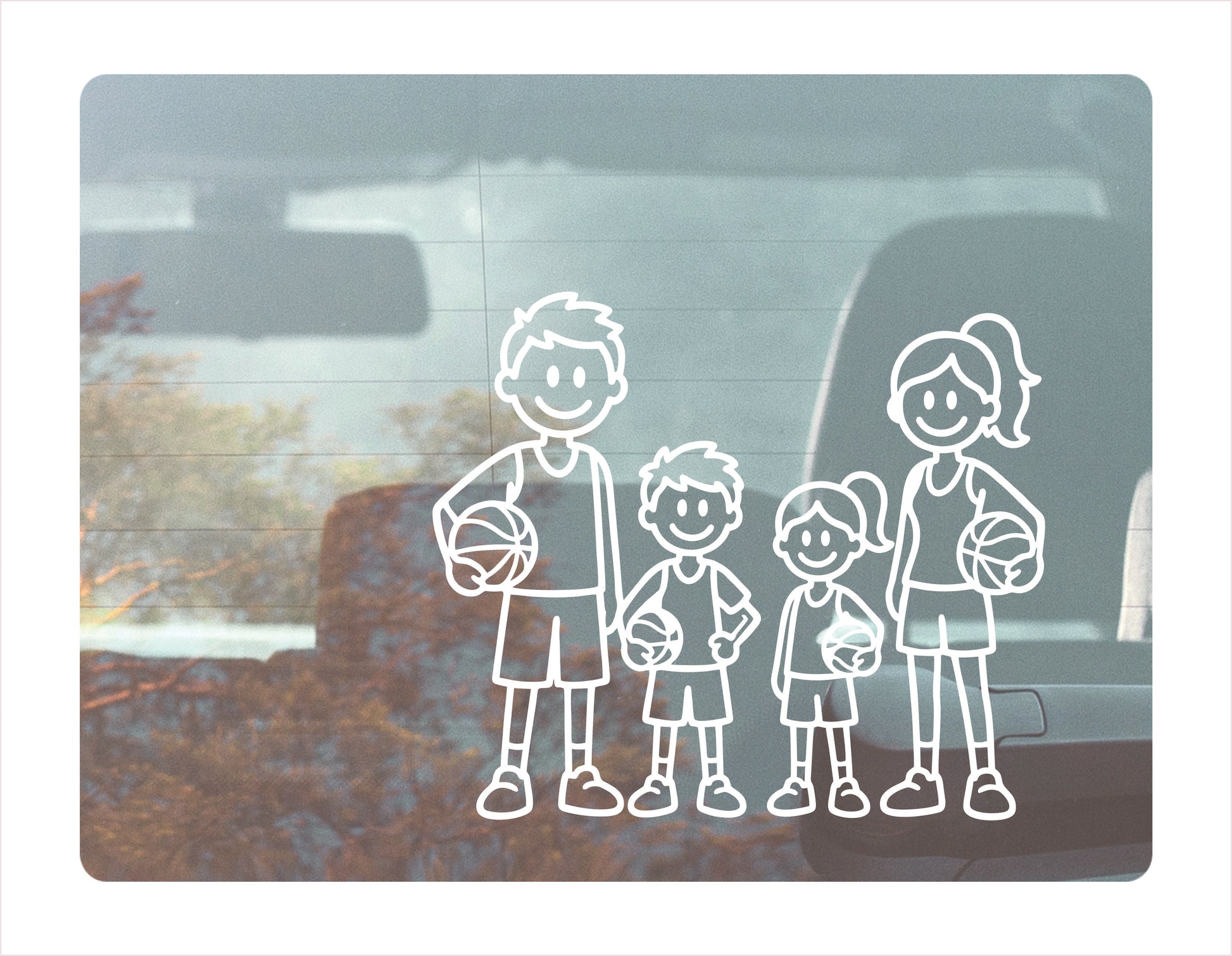 Family Basketball white Decal Sticker