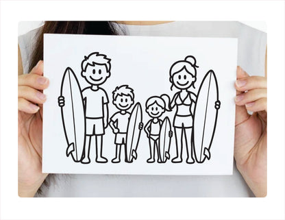 Family Surf black Decal Sticker
