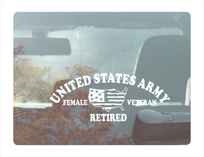 United States Army Female Veteran Retired Decal Sticker - FREE shipping