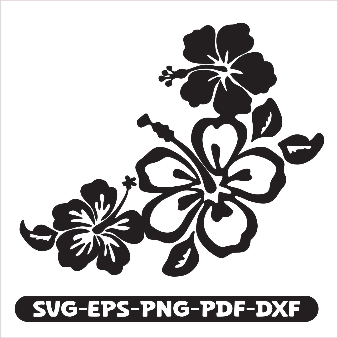Hibiscus Floral SVG EPS PNG PDF DXF Cutting File
