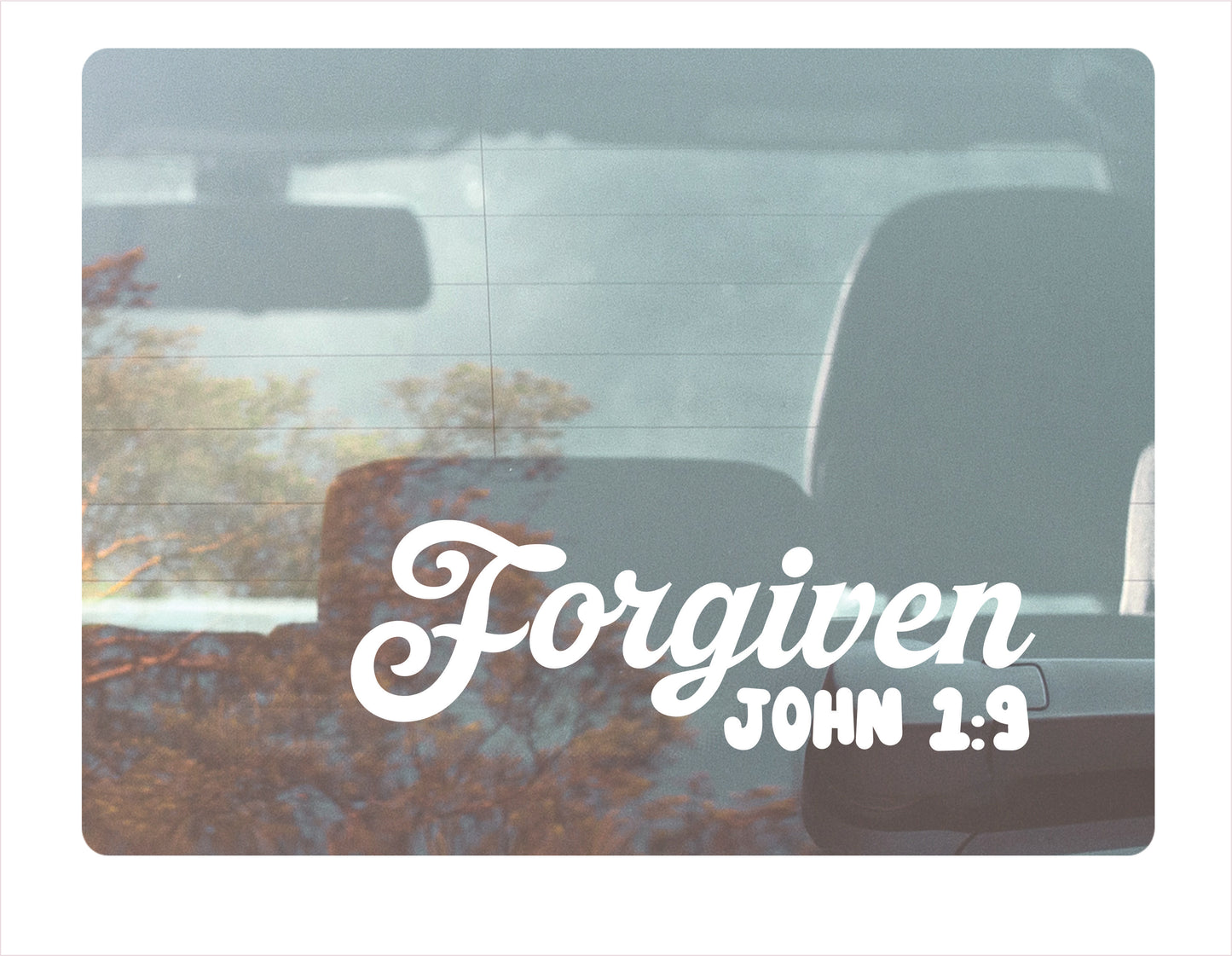 Forgiven John 1:9 white decal sticker