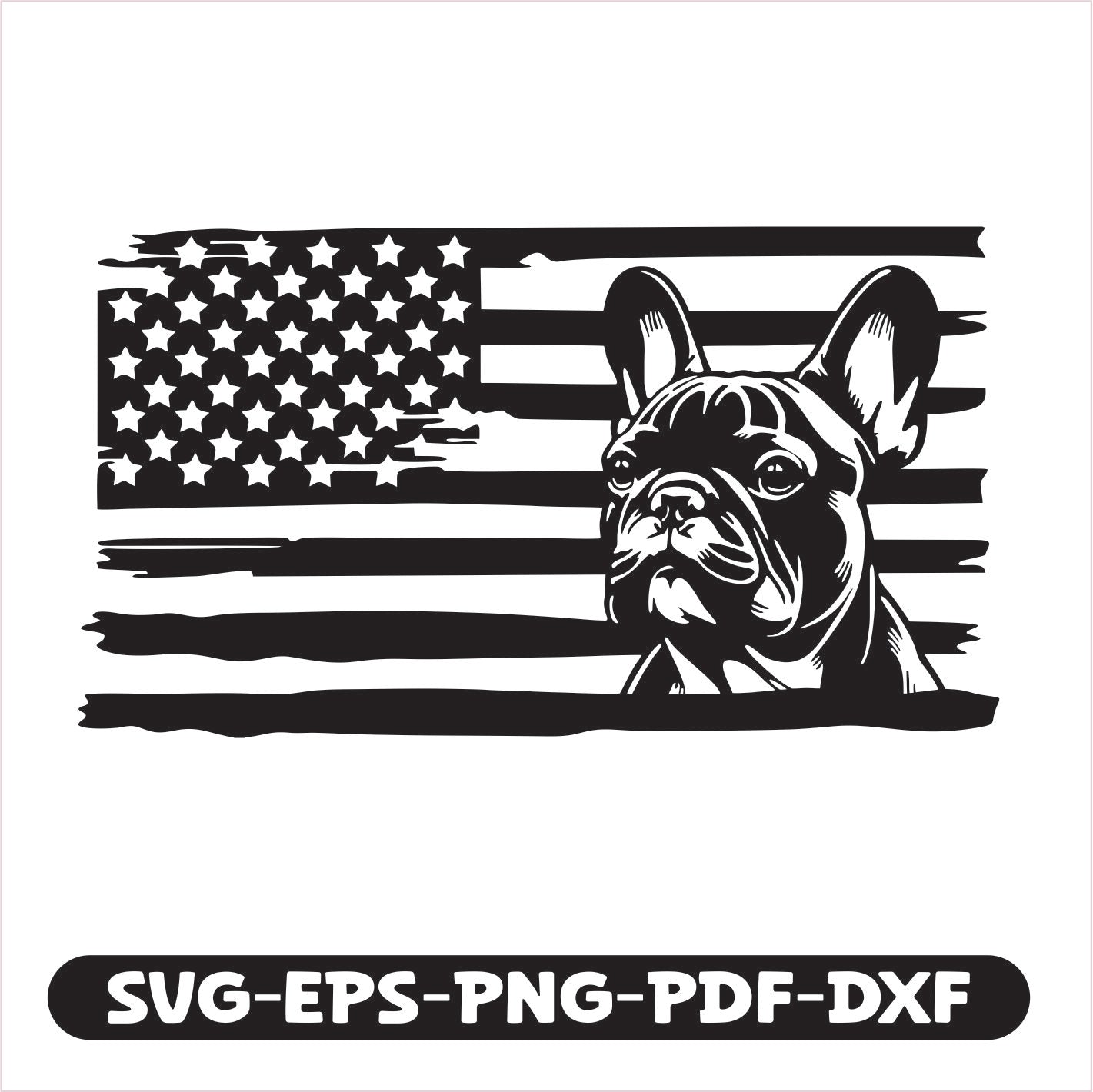 French Bulldog Dog USA SVG EPS PNG PDF DXF Cutting