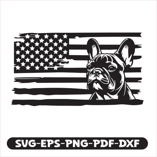 French Bulldog Dog USA SVG EPS PNG PDF DXF Cutting