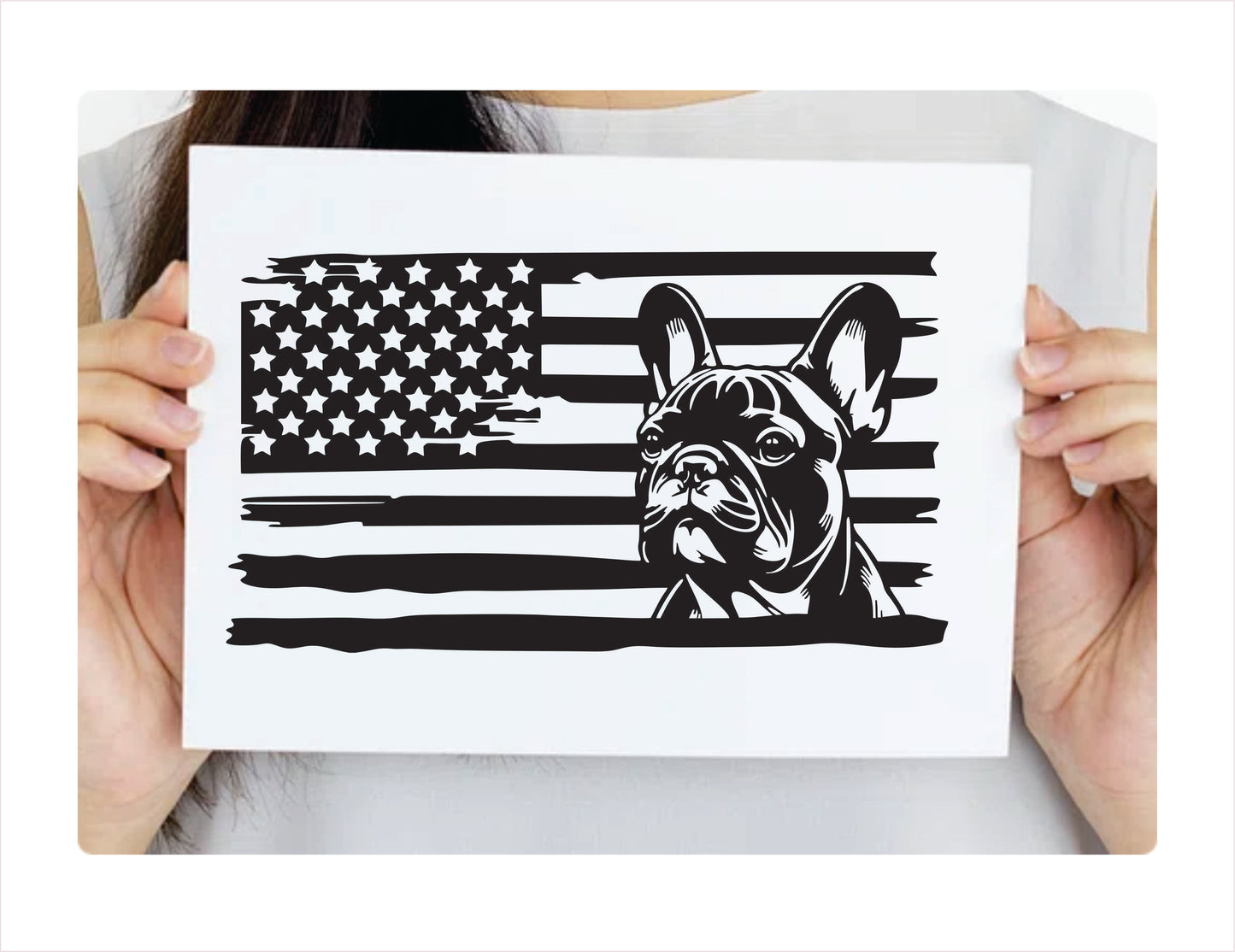 French Bulldog Dog USA Black Decal Sticker
