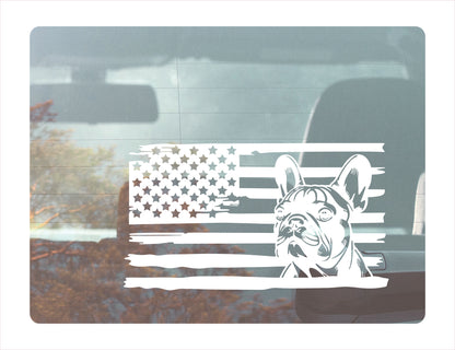 French Bulldog Dog USA White Decal Sticker