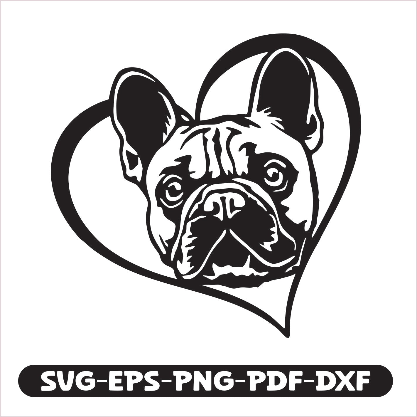 French Bulldog Heart SVG EPS PNG PDF DXF Cutting