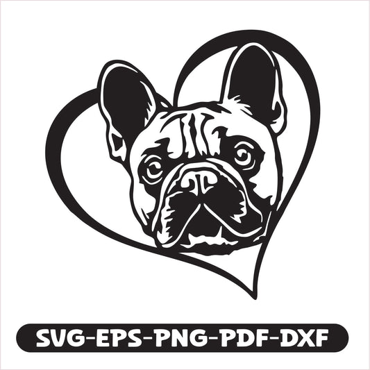 French Bulldog Heart SVG EPS PNG PDF DXF Cutting