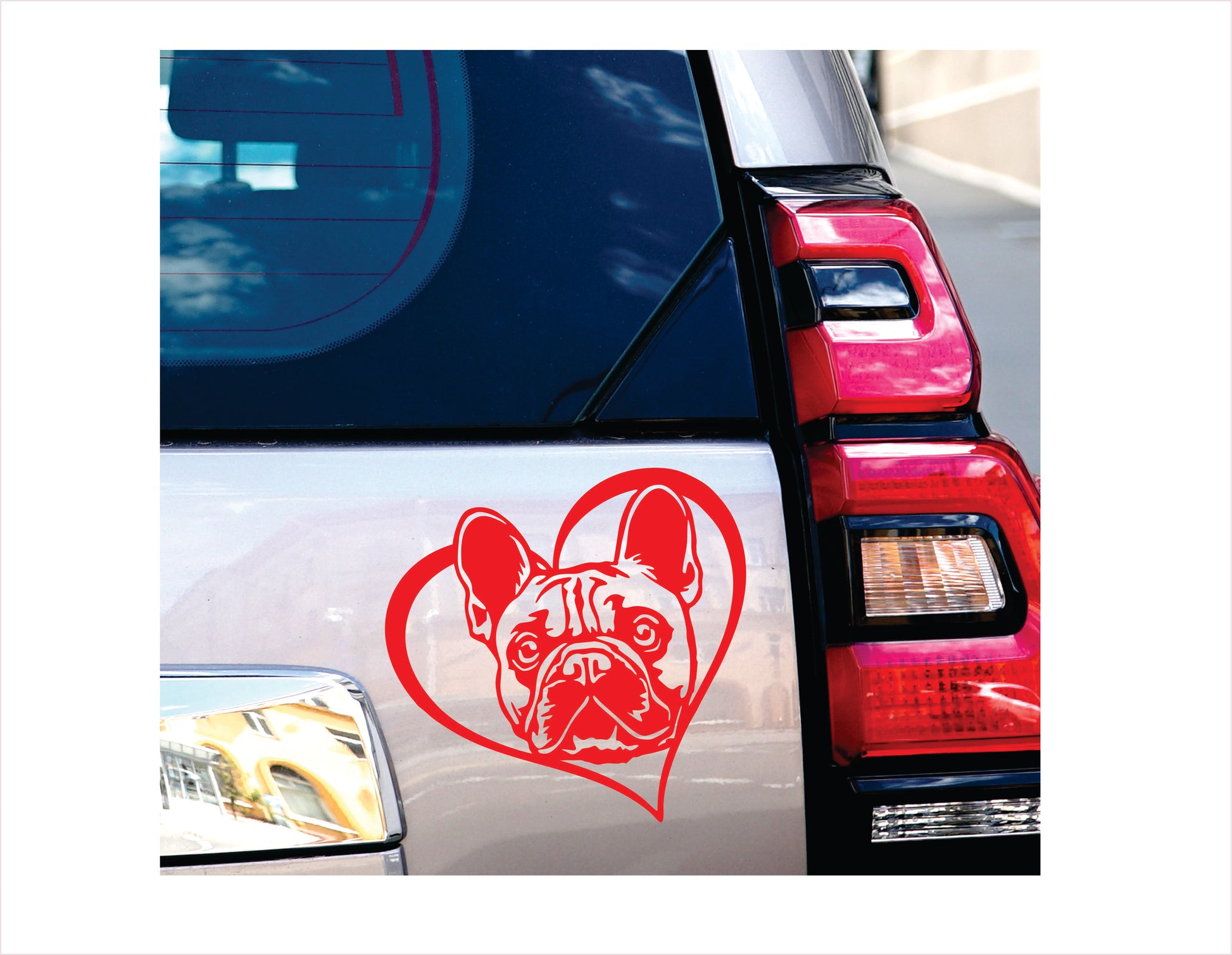 French Bulldog Dog Heart Red Decal Sticker