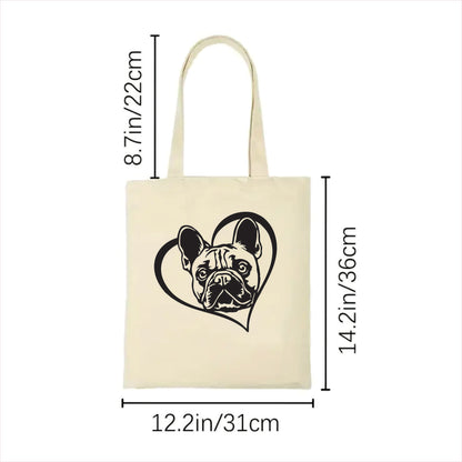 French bulldog heart tote bag 2