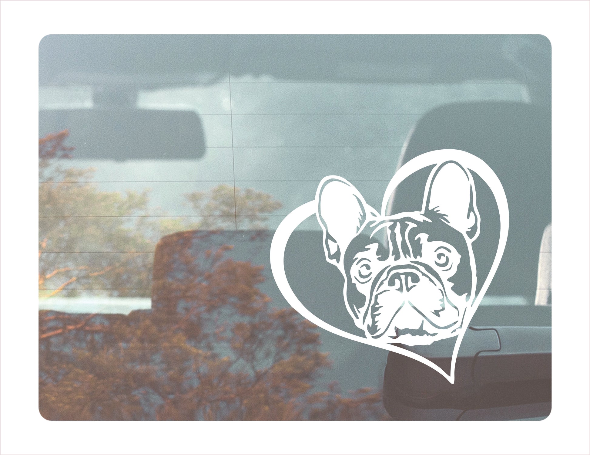 French Bulldog Dog Heart White Decal Sticker