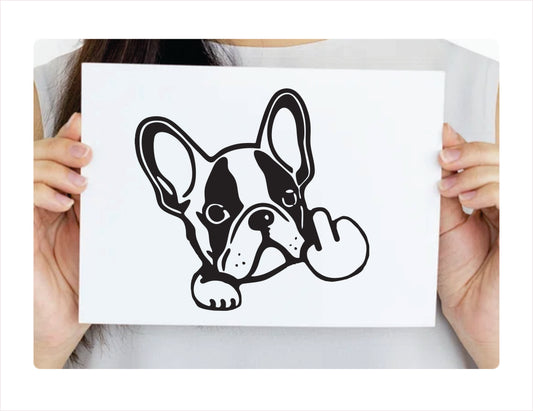 Frenchie Middle Finger Decal Sticker - FREE shipping