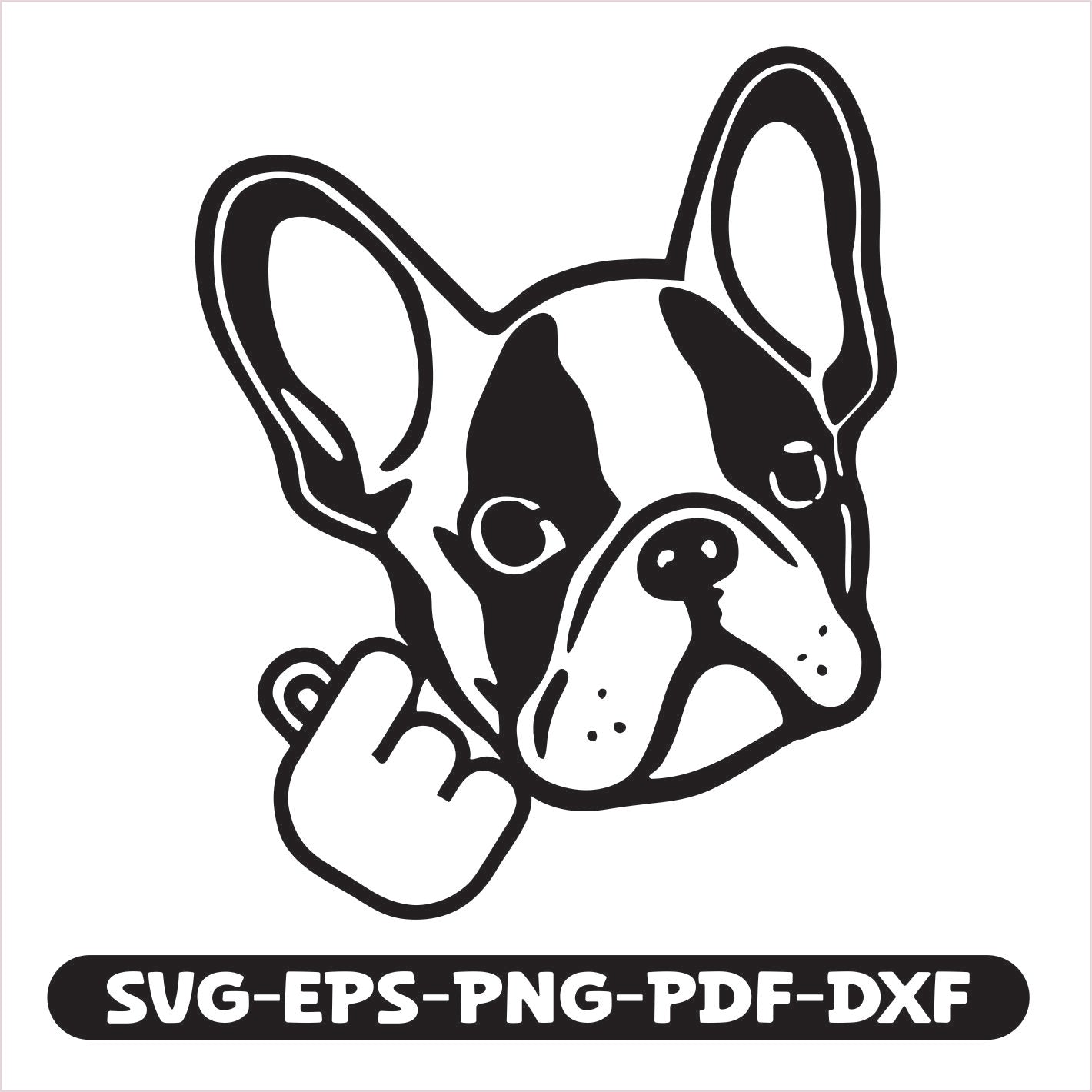 Frenchie Korean Heart SVG EPS PNG PDF DXF Cutting File