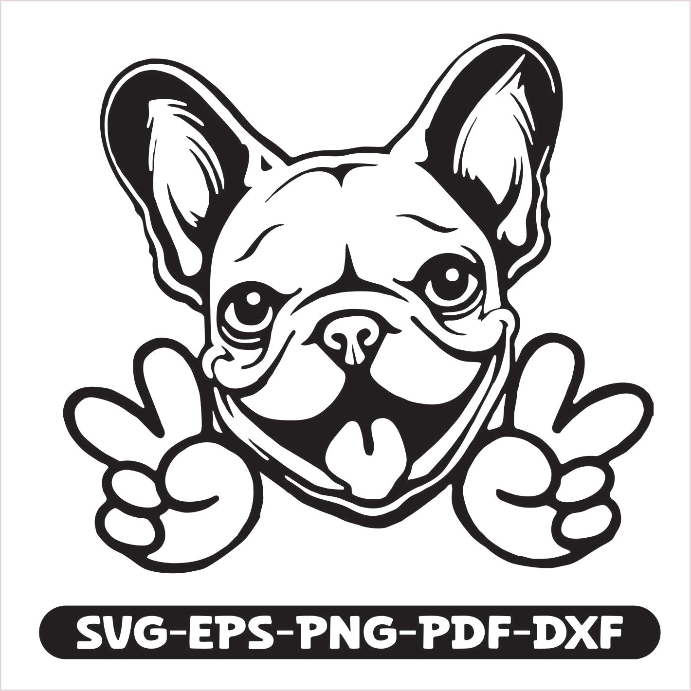 Frenchie Peace SVG EPS PNG PDF DXF Cutting File
