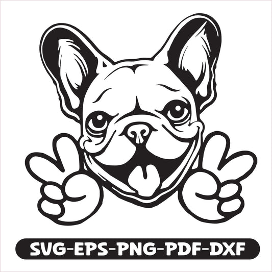 Frenchie Peace SVG EPS PNG PDF DXF Cutting File