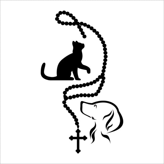 Rosary Dog Cat Vinyl Decal Sticker