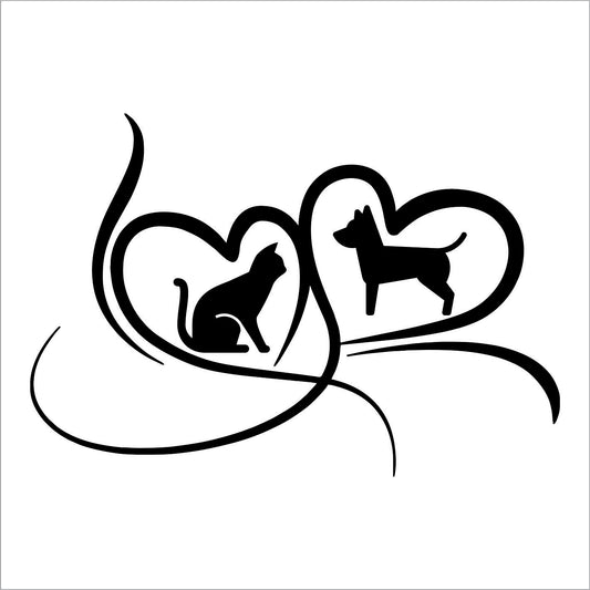 Heart Dog Cat Vinyl Decal Sticker