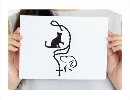 Rosary Dog Cat Vinyl Decal Sticker  FREE shipping