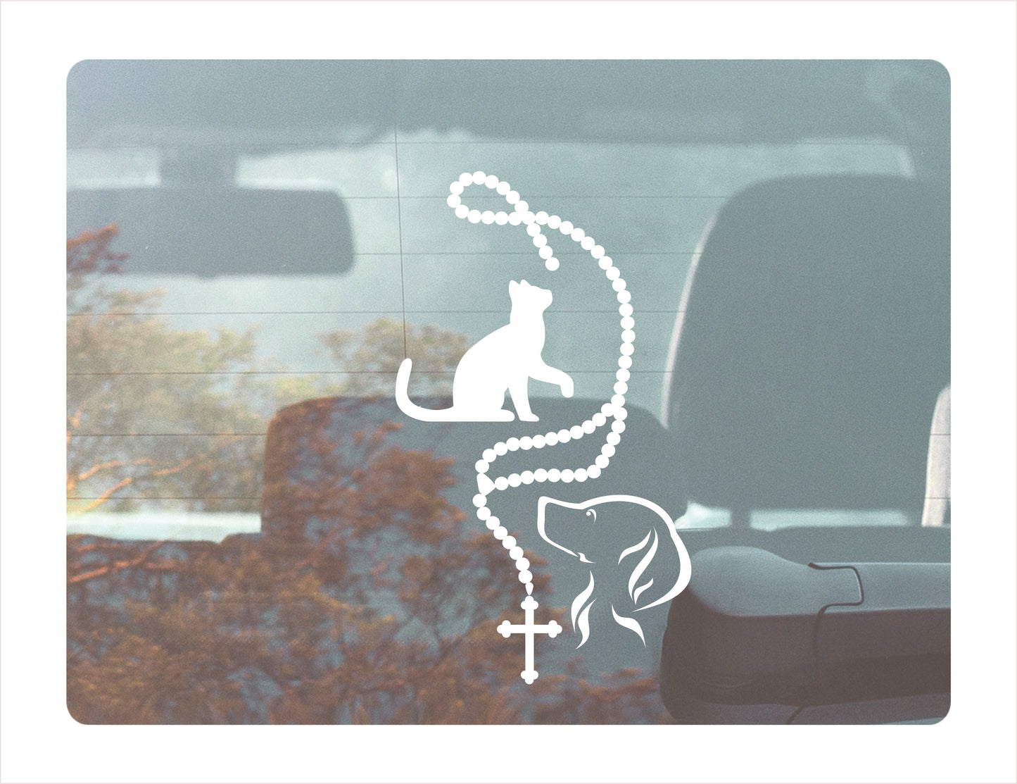 Rosary Dog Cat Vinyl Decal Sticker  FREE shipping