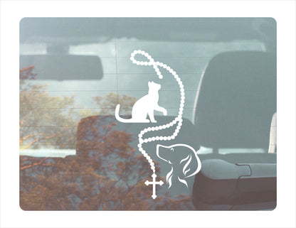 Rosary Dog Cat Vinyl Decal Sticker  FREE shipping