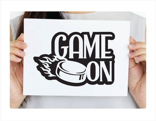 Game On Hockey Black Decal Sticker